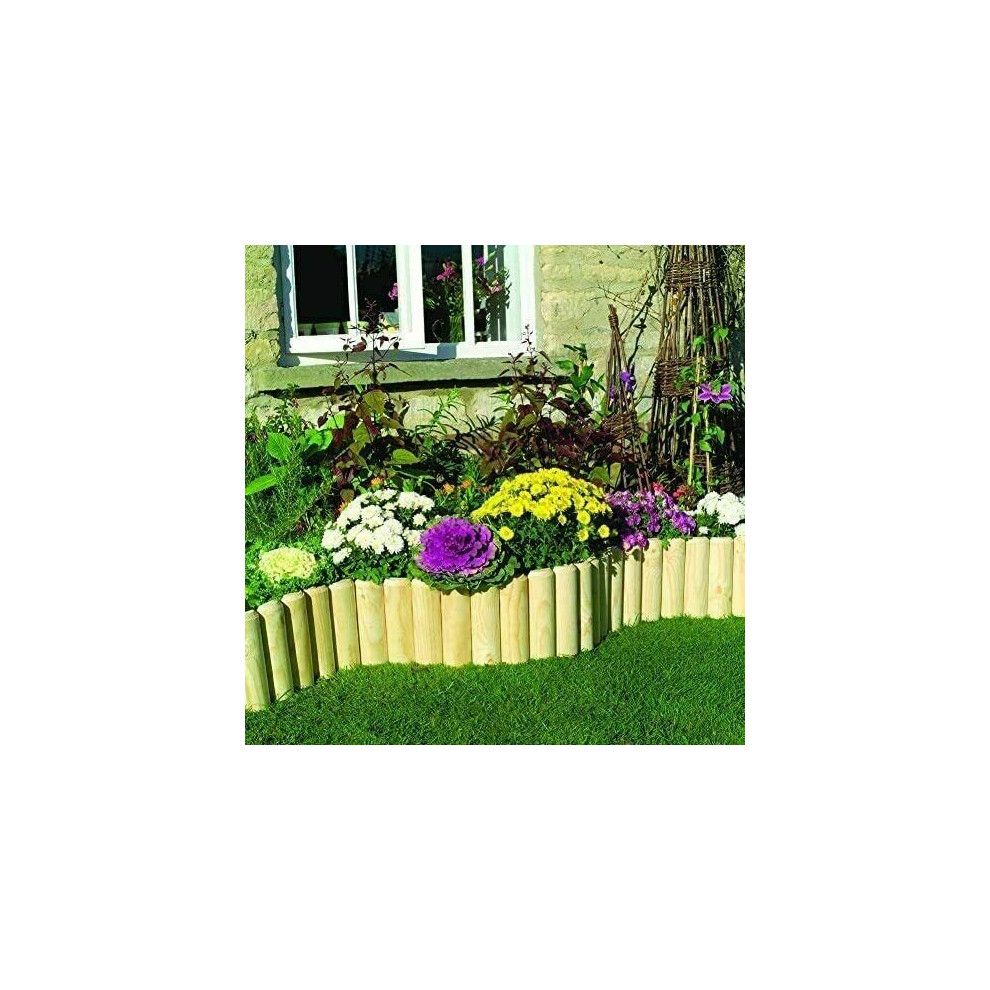 Wooden Garden Roll Border Fence Edge Path Outdoor Lawn 180 x 15cm