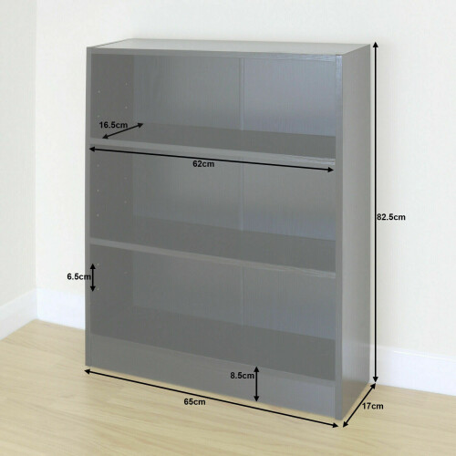 3 Tier Black Wood Bookcase Storage Free Standing Display Shelf Cabinet 1
