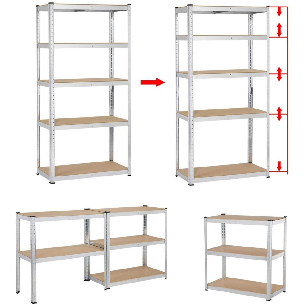 5 Tier Galvanised Metal Shelving Boltless 1.8m Garage Shop Utility