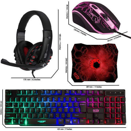 Gaming Keyboard and Mouse and Mouse pad and Gaming Headset, Wired LED 2