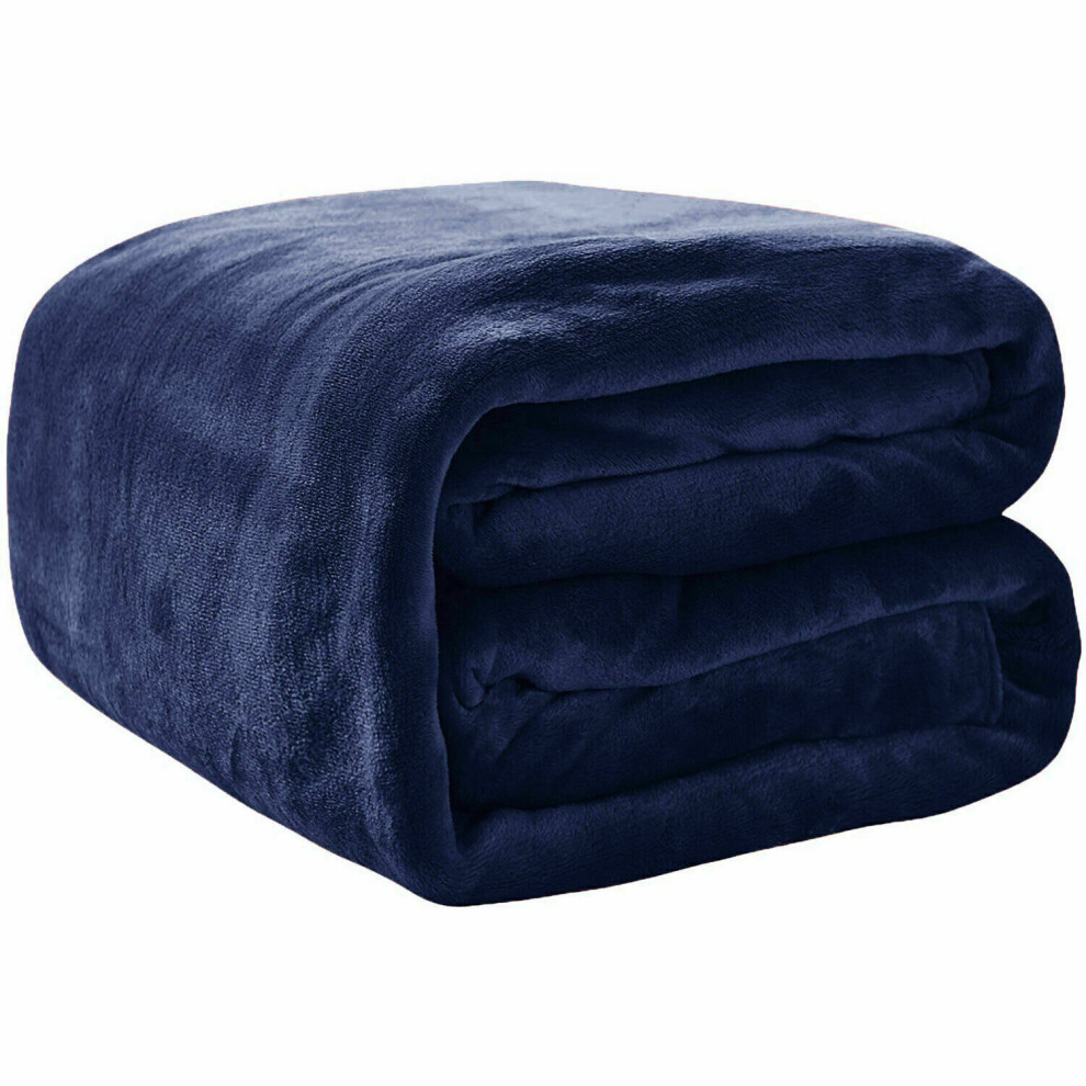 (Double) Navy-Light Large Luxury Mink Blanket UK Size