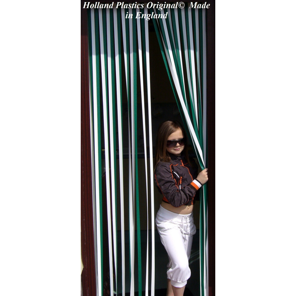 (Green & White) Slat Type Door Curtain,Bug Blind,Fly Blind,Strip Blind