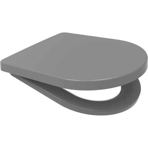 EUROSHOWERS (Grey) Middle D Shape Toilet Seat Soft Close Quick Release  360 x 449mm