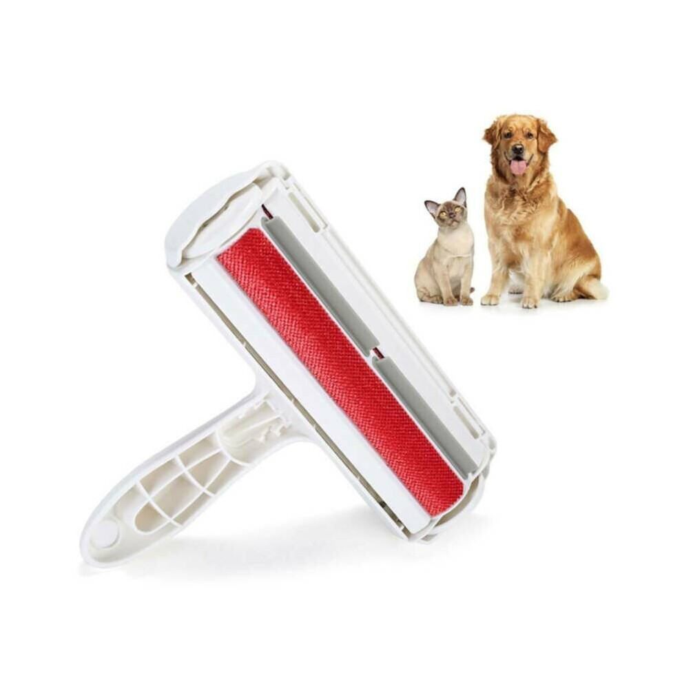 (Red) Pet Hair Remover Sofa Clothes Lint Cleaning Brush Dogs Cats Fur Roller Reusable Red