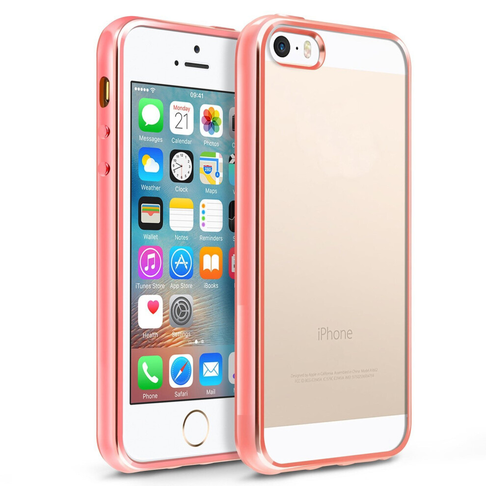 For Iphone 6 / 6S - Clear Silicone Case With Rose Gold Edge Silver 7437135459497
