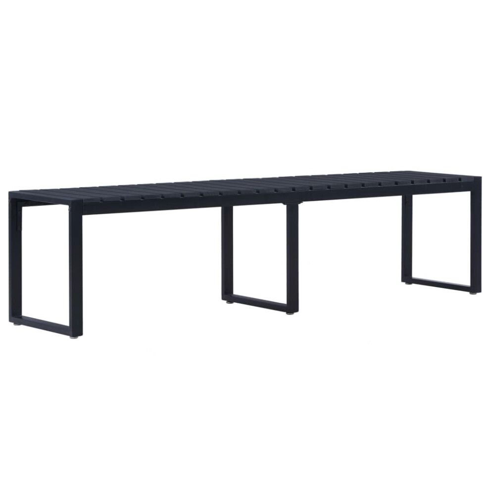 vidaXL Garden Bench 180cm PS Board Black Outdoor Seating Bench Lounge Seat