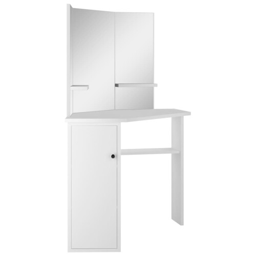 VidaXL vidaXL Corner Dressing Table Cosmetic Table Make-up Table White Mirror Bedroom 1