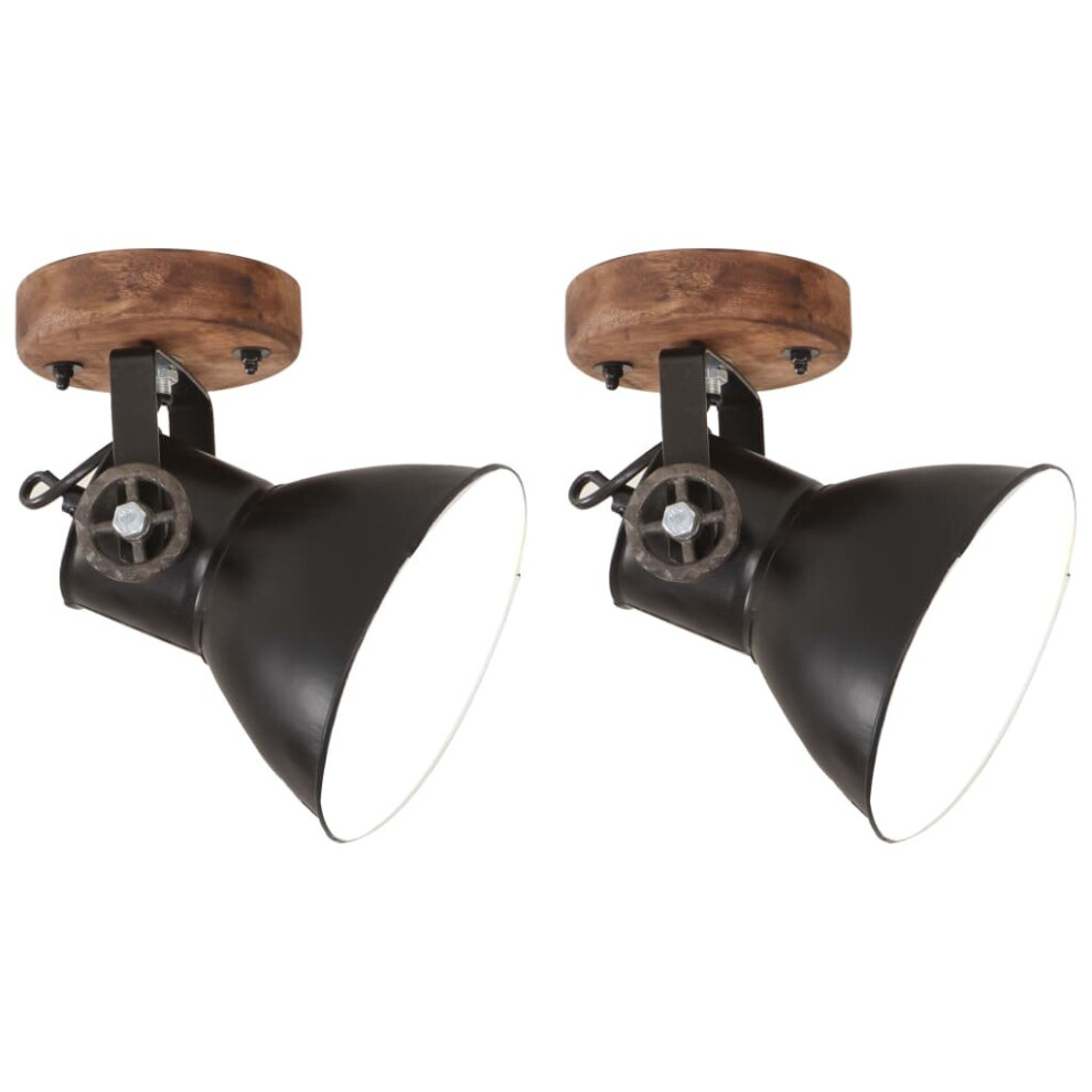 vidaXL Industrial Wall/Ceiling Lamps 2 pcs Black 20x25 cm E27