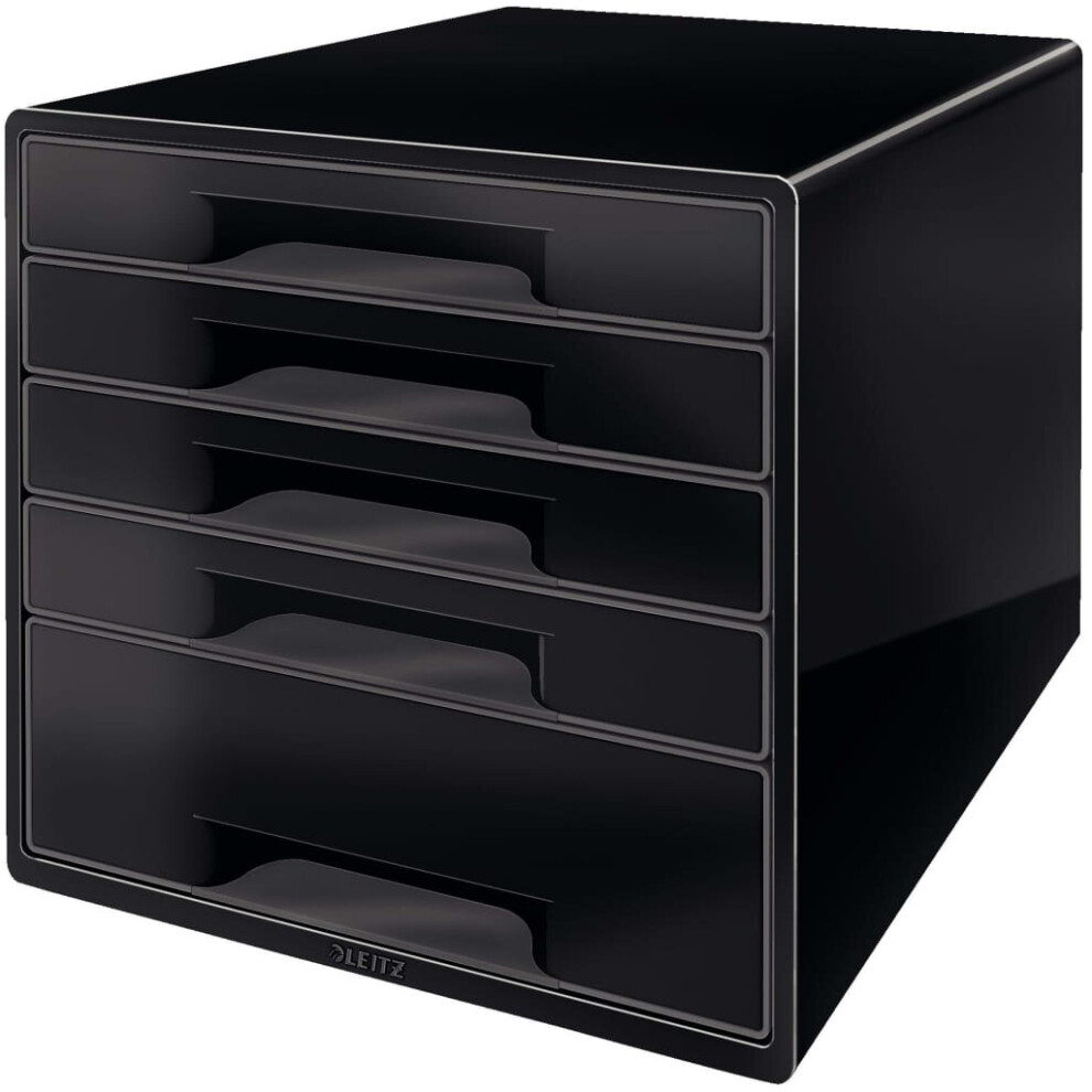 Leitz Desk Cube 5 Drawers Black Document Paper Shelf Office Desk Organiser