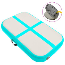 vidaXL Inflatable Gymnastics Mat with Pump - PVC, 60x100x10 cm, Grey/Green (Code 92651)