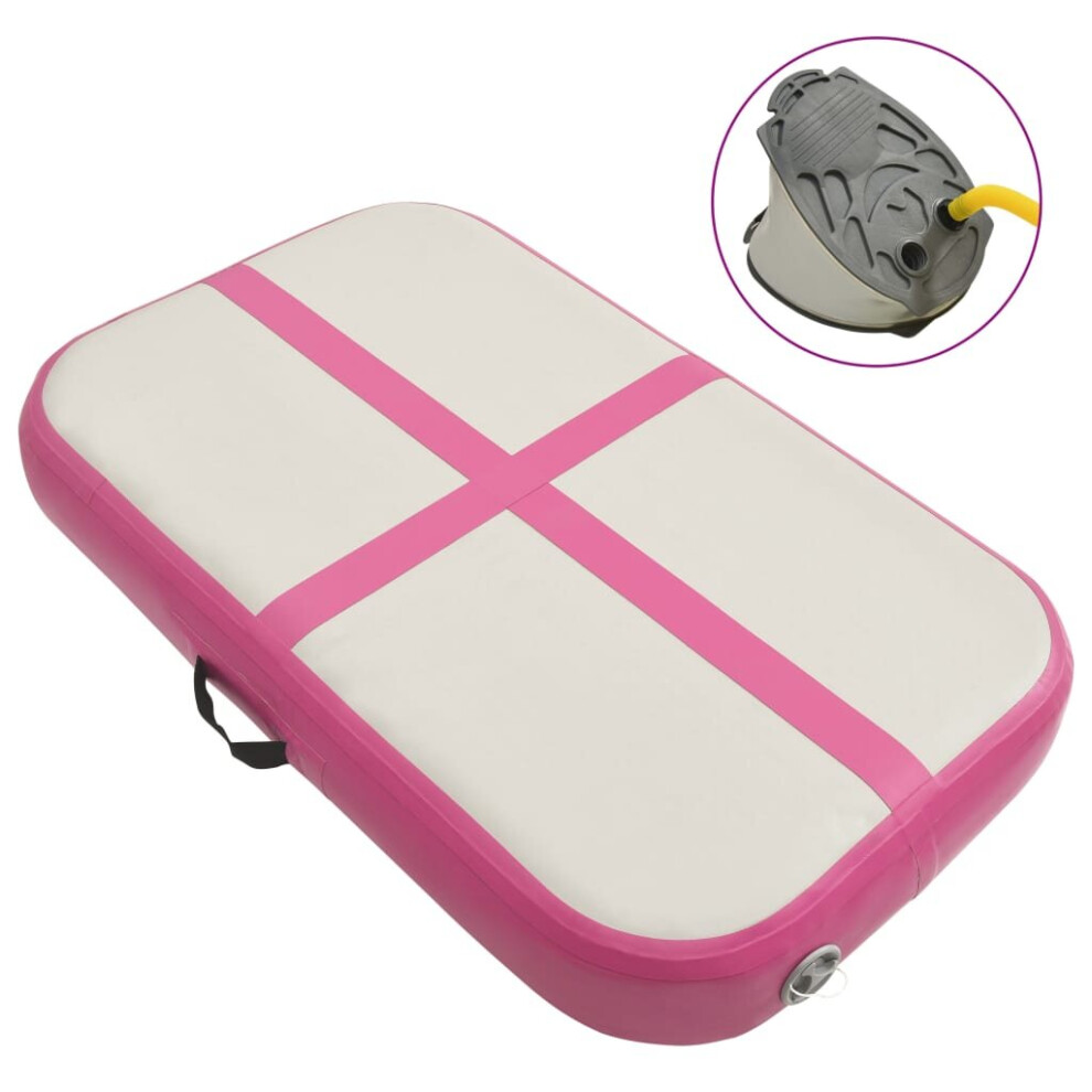 Vidaxl Inflatable Gymnastics Mat With Pump Pvc Yoga Pilate Training Mat Pink