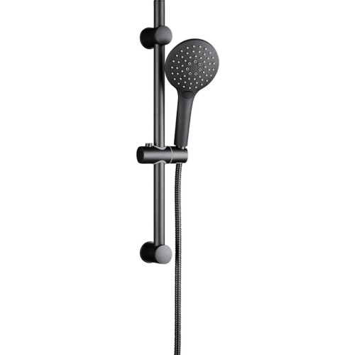 SCHÜTTE Shower Bar Set RAVEN Matt Black Adjustable Overhead Shower System Set
