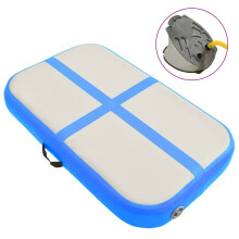 vidaXL Inflatable Gymnastics Mat with Pump PVC Blue Yoga Pilate Training Mat