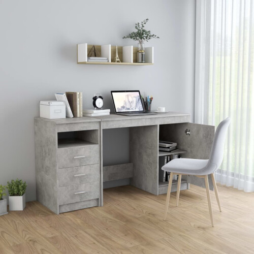 VidaXL vidaXL Desk Concrete Grey Engineered Wood Workstation Office Computer Table 2