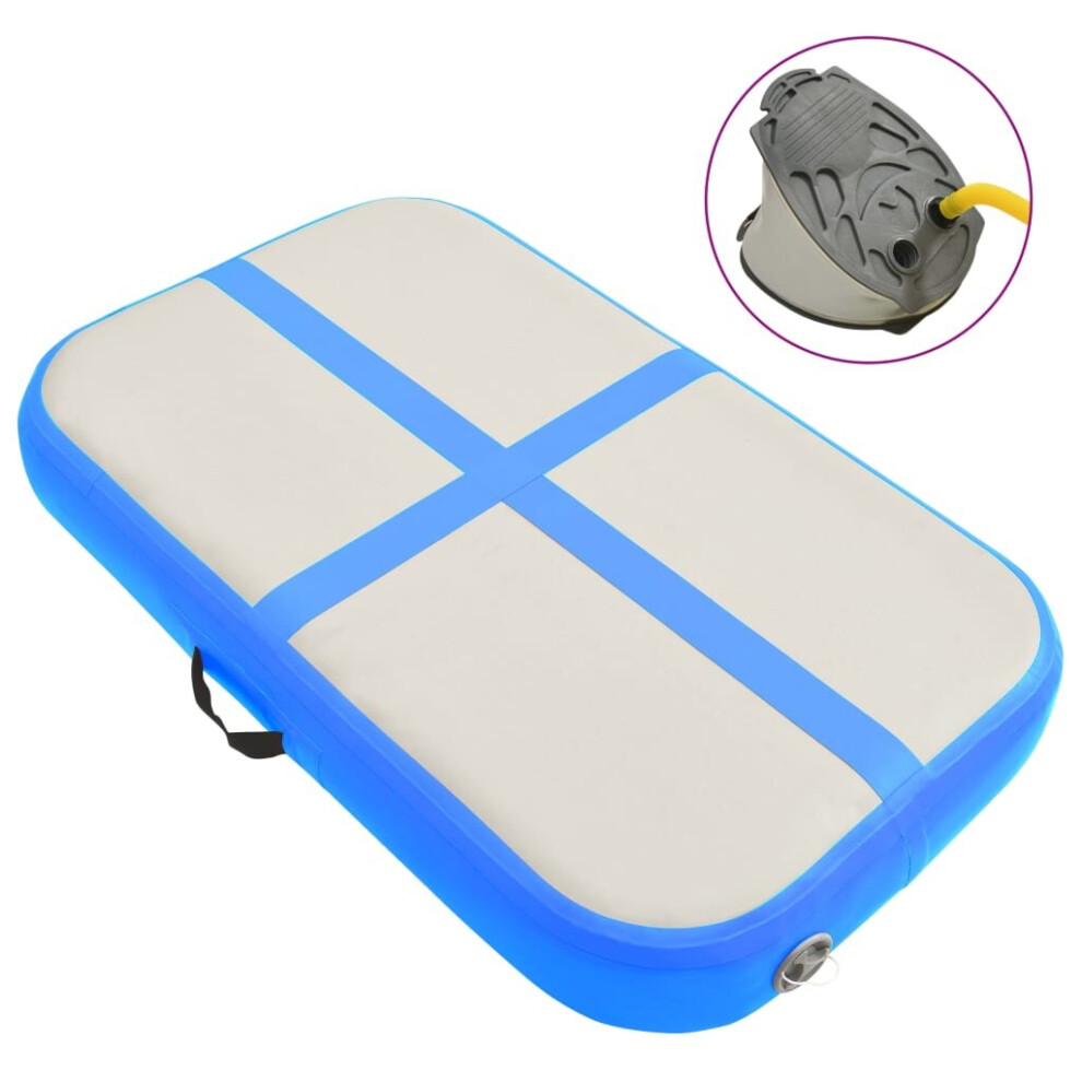 Vidaxl Inflatable Gymnastics Mat With Pump Pvc Yoga Pilate Training Mat Blue