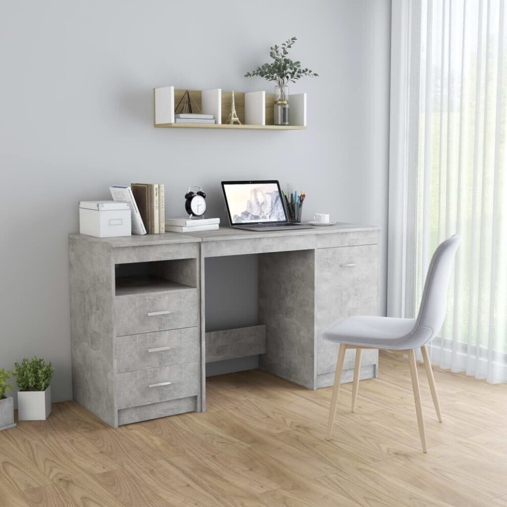 vidaXL Desk Concrete Grey 140x50x76cm Chipboard Workstation Computer Table