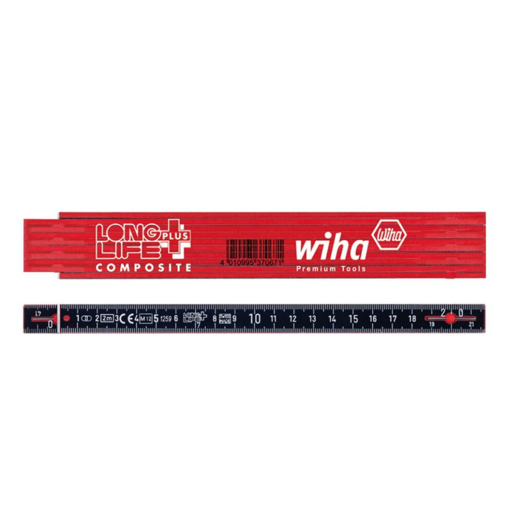 Wiha Folding Ruler Measuring Tool LongLife Plus Composite 410 2005 2 m Black