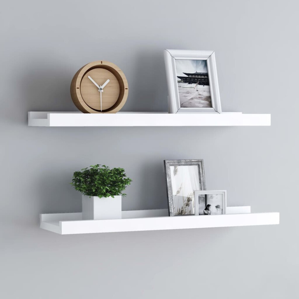 vidaXL 2x Picture Frame Ledge Shelves White MDF Living Room Wood Shelf Home