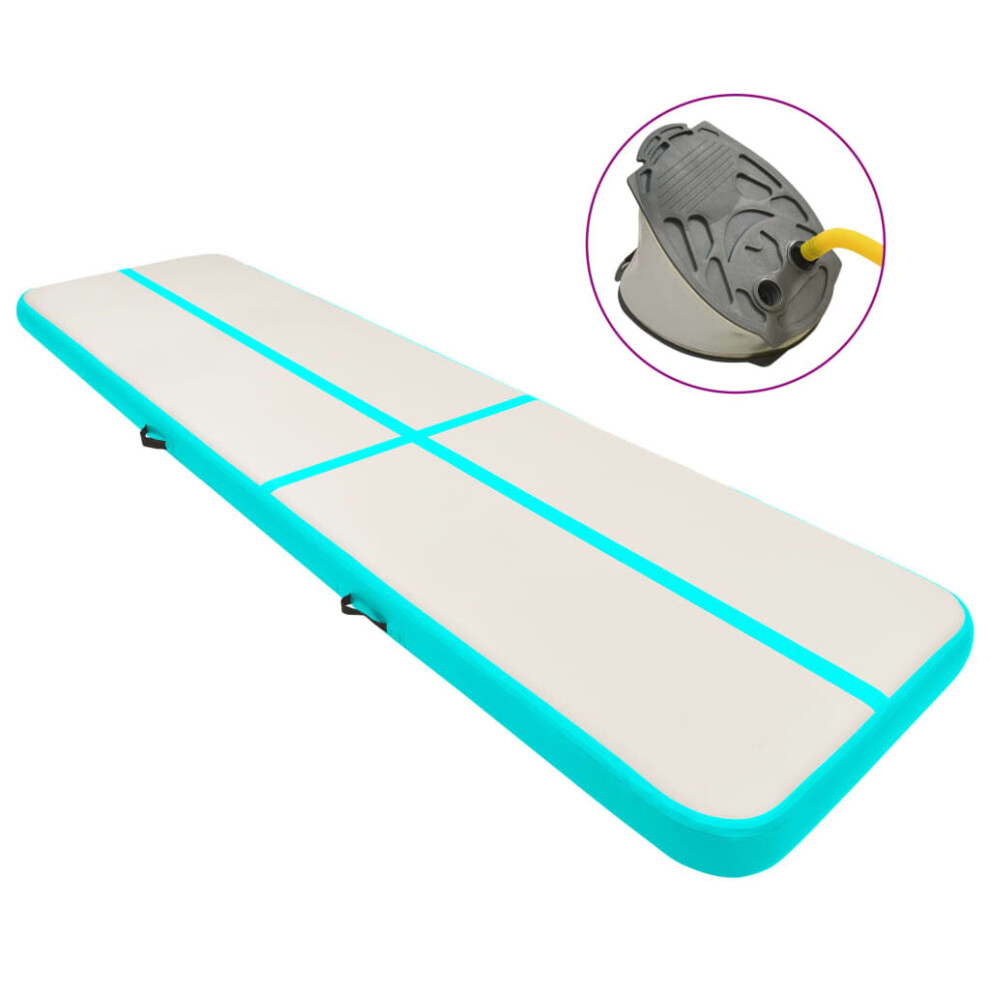 vidaXL Inflatable Gymnastics Mat with Pump 800x100x15 cm PVC Green Exercise