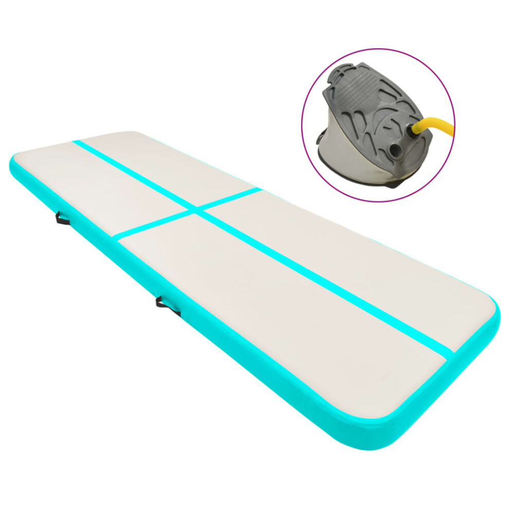 Vidaxl Inflatable Gymnastics Mat With Pump 300X100x20 Cm Pvc Green Exercise