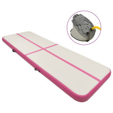 vidaXL Inflatable Gymnastics Mat with Pump PVC Pink Yoga Pilate Training Mat
