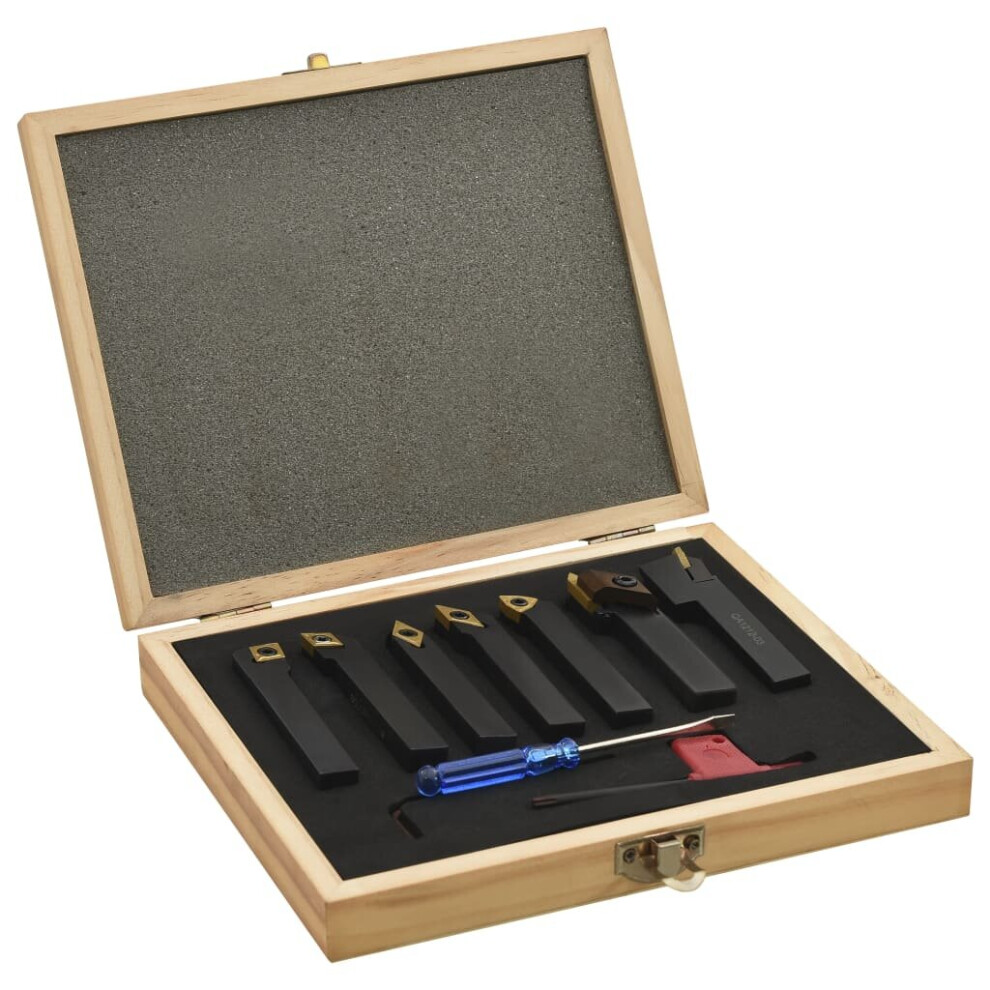 vidaXL Indexable Turning Tool Set 12 Pieces 12x12 mm 80 mm Steel Thread Insert