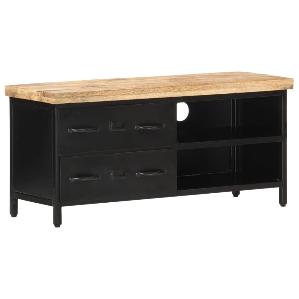 Vidaxl Rough Mango Wood Tv Cabinet Wooden Media Stand Stereo Unit Lowboard Black