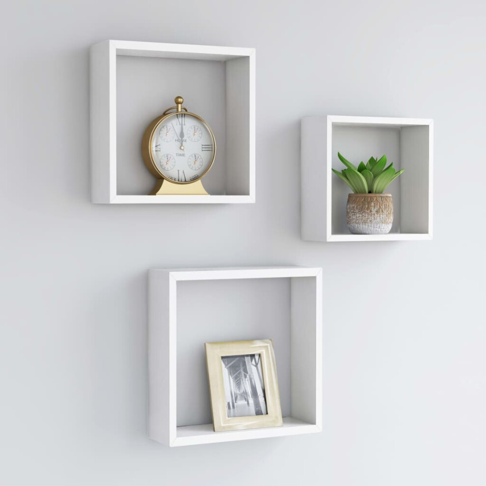Vidaxl 3X Wall Cube Shelves Mdf Floating Display Storage Unit Bookcase White