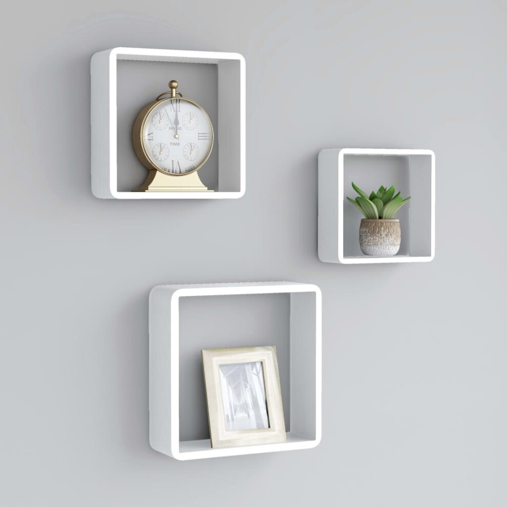 Vidaxl 3X Wall Cube Shelves Mdf Floating Display Storage Unit Bookcase White