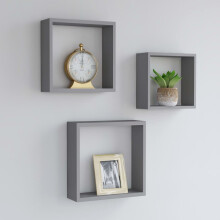 vidaXL Würfelregale 3 Stk. Grau MDF