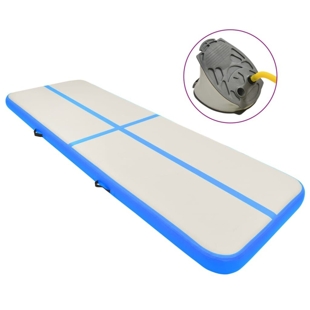 Vidaxl Inflatable Gymnastics Mat With Pump Pvc Yoga Pilate Training Mat Blue