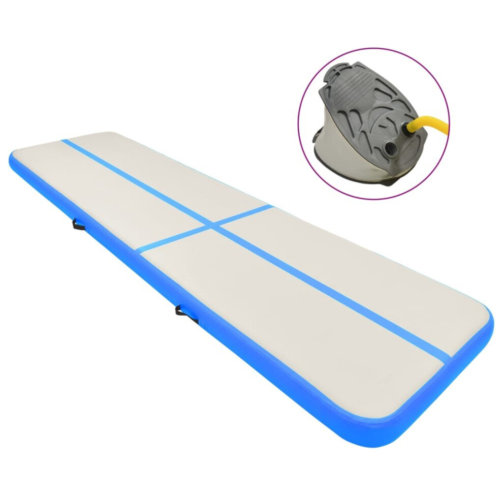 vidaXL Inflatable Gymnastics Mat with Pump 700x100x20 cm PVC Blue Exercise