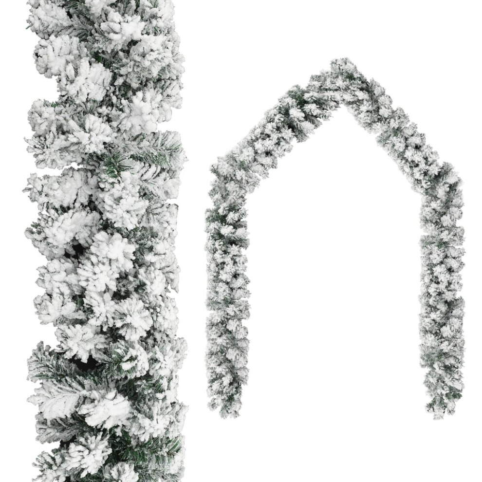 Vidaxl Christmas Garland With Flocked Snow Green 5 M Pvc Holiday Decoration