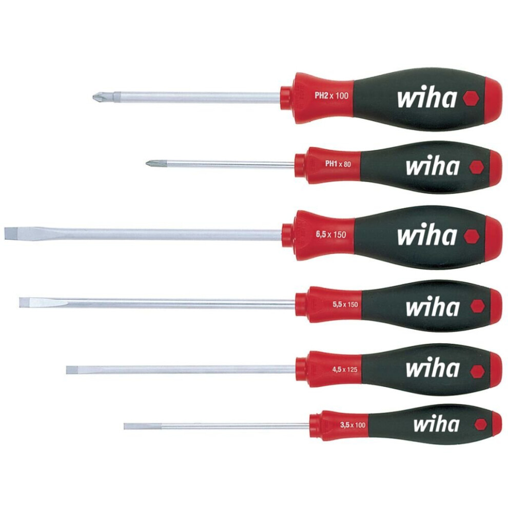Wiha SoftFinish Screwdriver Set Six Piece Hand Tool Kit Slotted Phillips 07152