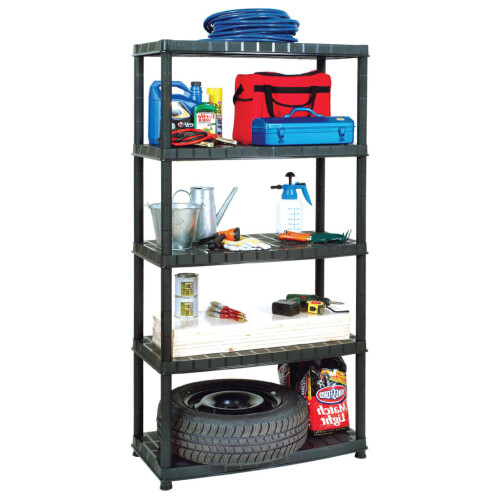 VidaXL vidaXL Storage Shelf 5-Tier Black Plastic Display Racking Space Saving Unit 2