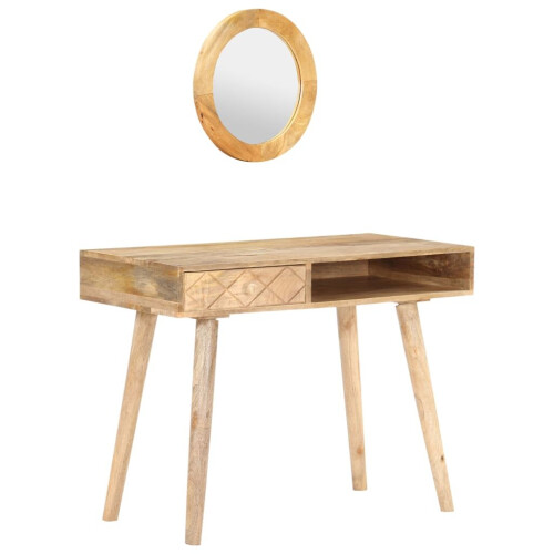 VidaXL vidaXL Solid Mango Wood Dressing Table Bedroom Wooden Makeup Desk Vanity Table