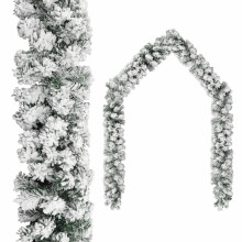 vidaXL Christmas Garland with Flocked Snow Green 10 m PVC Holiday Decoration