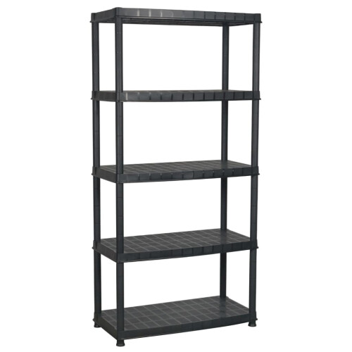 VidaXL vidaXL Storage Shelf 5-Tier Black Plastic Display Racking Space Saving Unit 1
