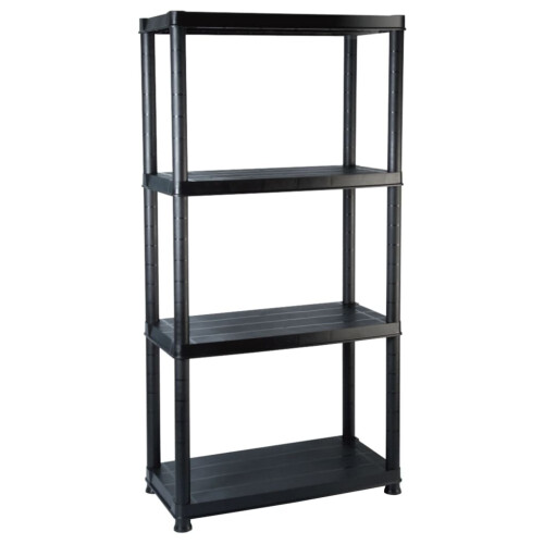 VidaXL vidaXL Storage Shelf 4-Tier Black Plastic Display Racking Unit Space Saving 1