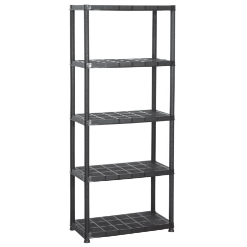VidaXL vidaXL Storage Shelf 5-Tier Black Plastic Display Racking Unit Space Saving 1