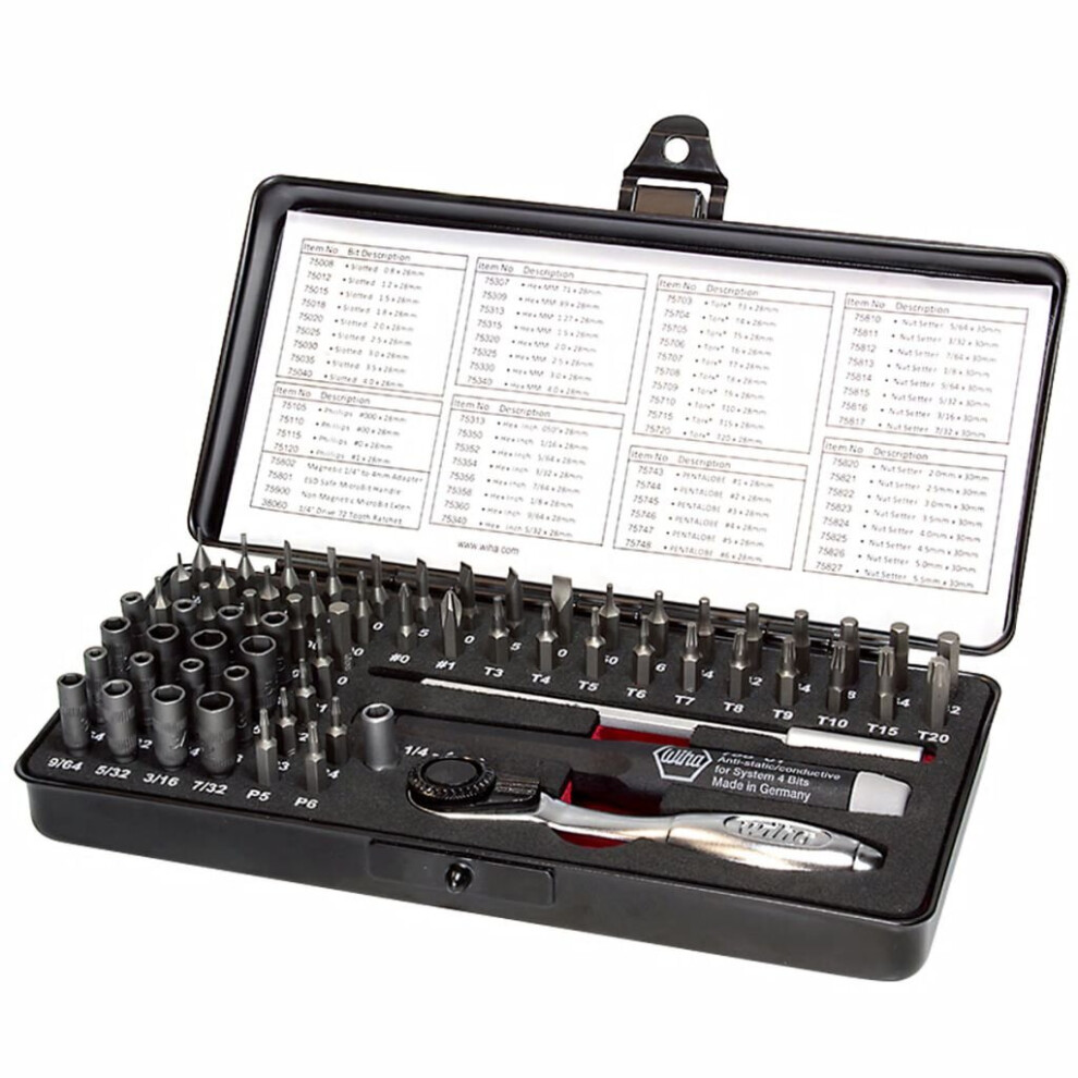 Wiha ESD Micro-bit Set, 66 Piece (inc. Case)