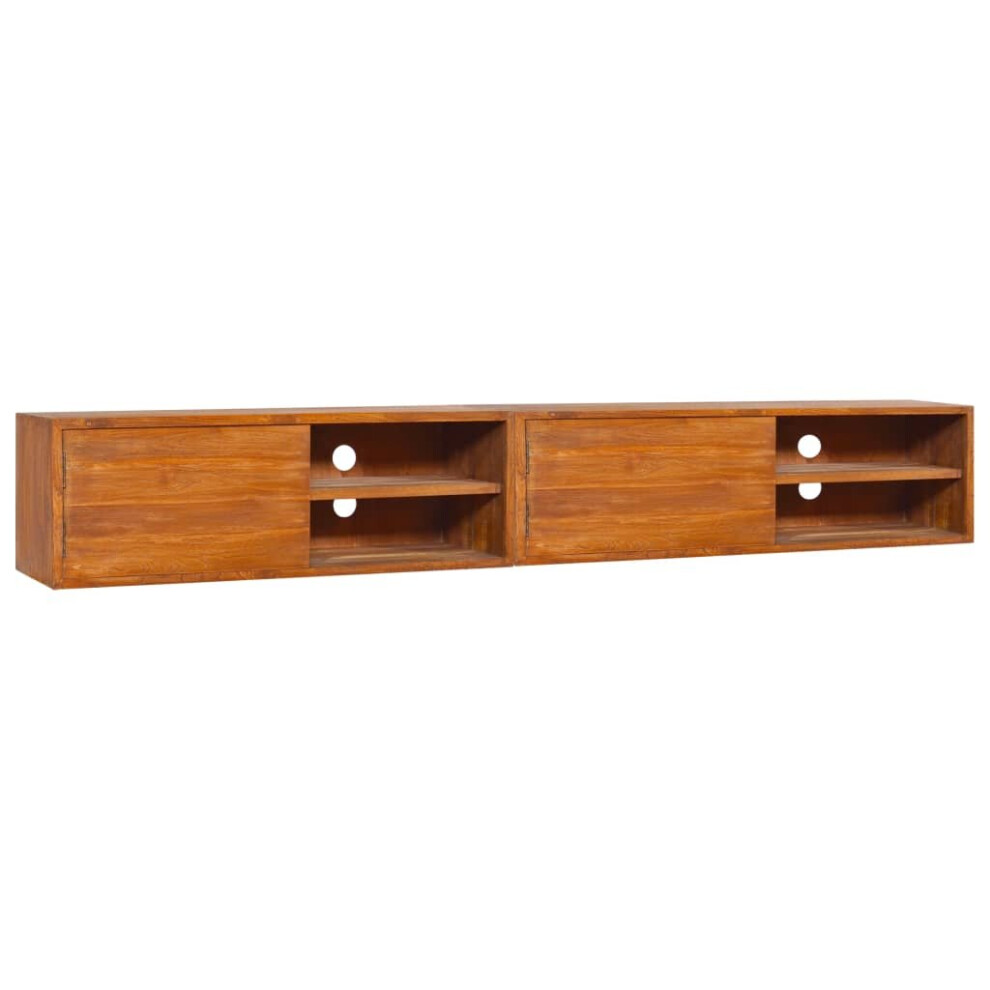 vidaXL Solid Teak Wood Wall-mounted TV Cabinet Sideboard Stereo Media Stand