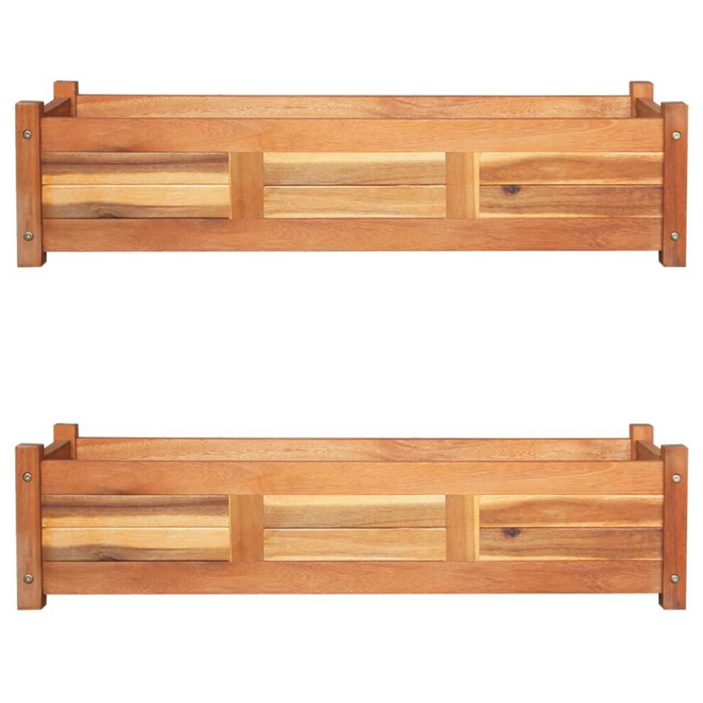 Vidaxl 2X Acacia Wood Garden Raised Beds Wooden Flower Plant Bed Pot Planter