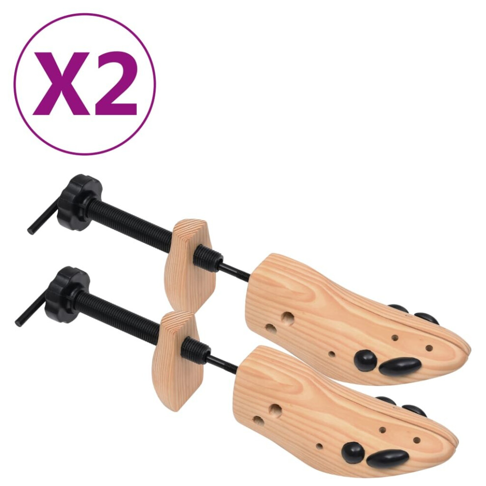 vidaXL Solid Pine Wood Shoe Trees 2 Pairs Size 41-46 Wooden Shoe Shape Holder