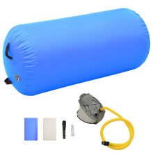 vidaXL Inflatable Gymnastic Roll with Pump - 120x90 cm, Blue PVC, High-Density, Anti-Slip, Includes Foot Pump (92720)
