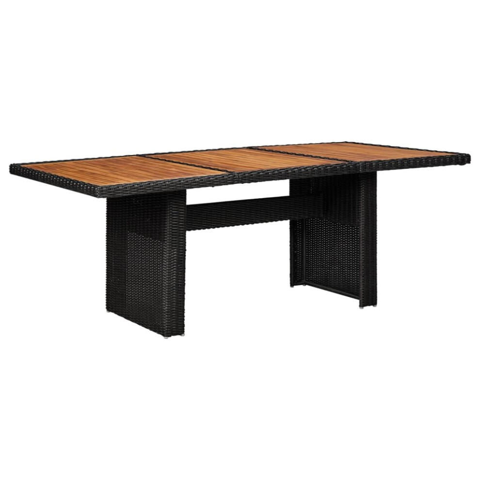Vidaxl Garden Dining Table Black Poly Rattan Outdoor Dinner Table Furniture