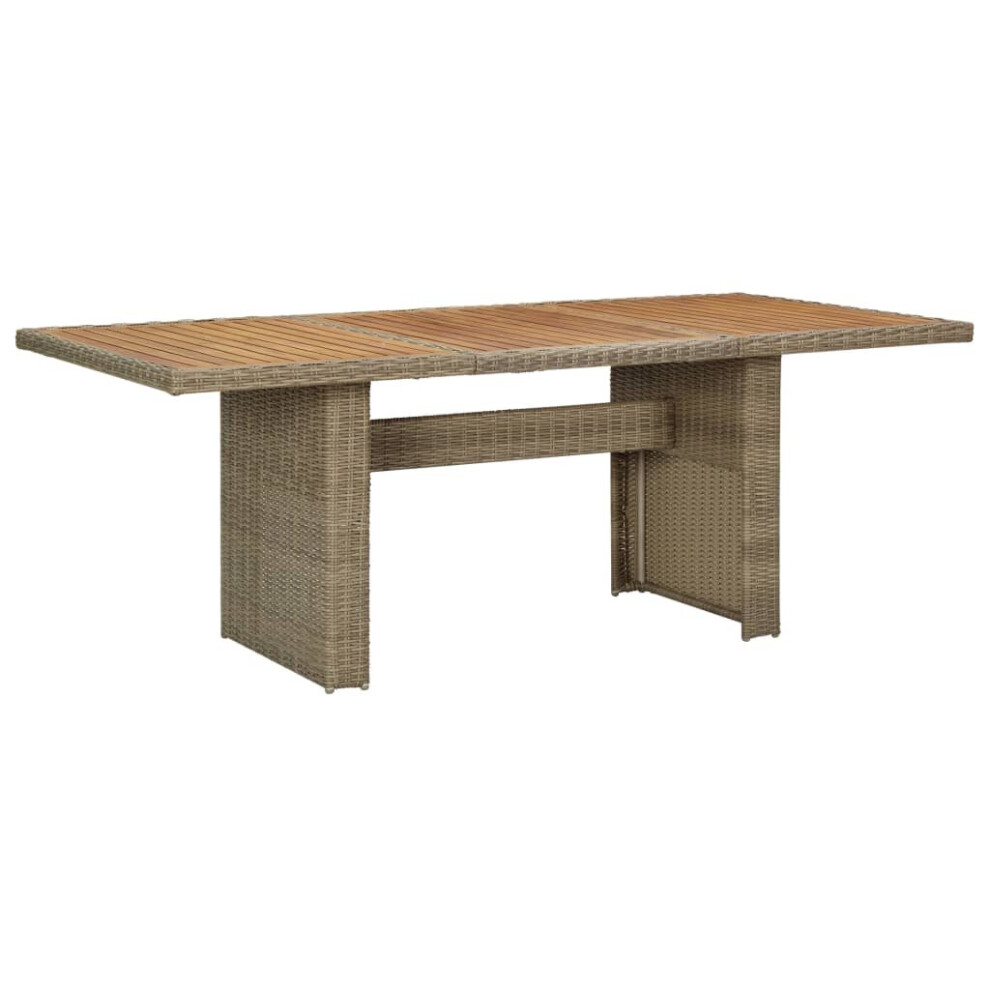 Vidaxl Garden Dining Table Brown Poly Rattan Dinner Desk Outdoor Furniture