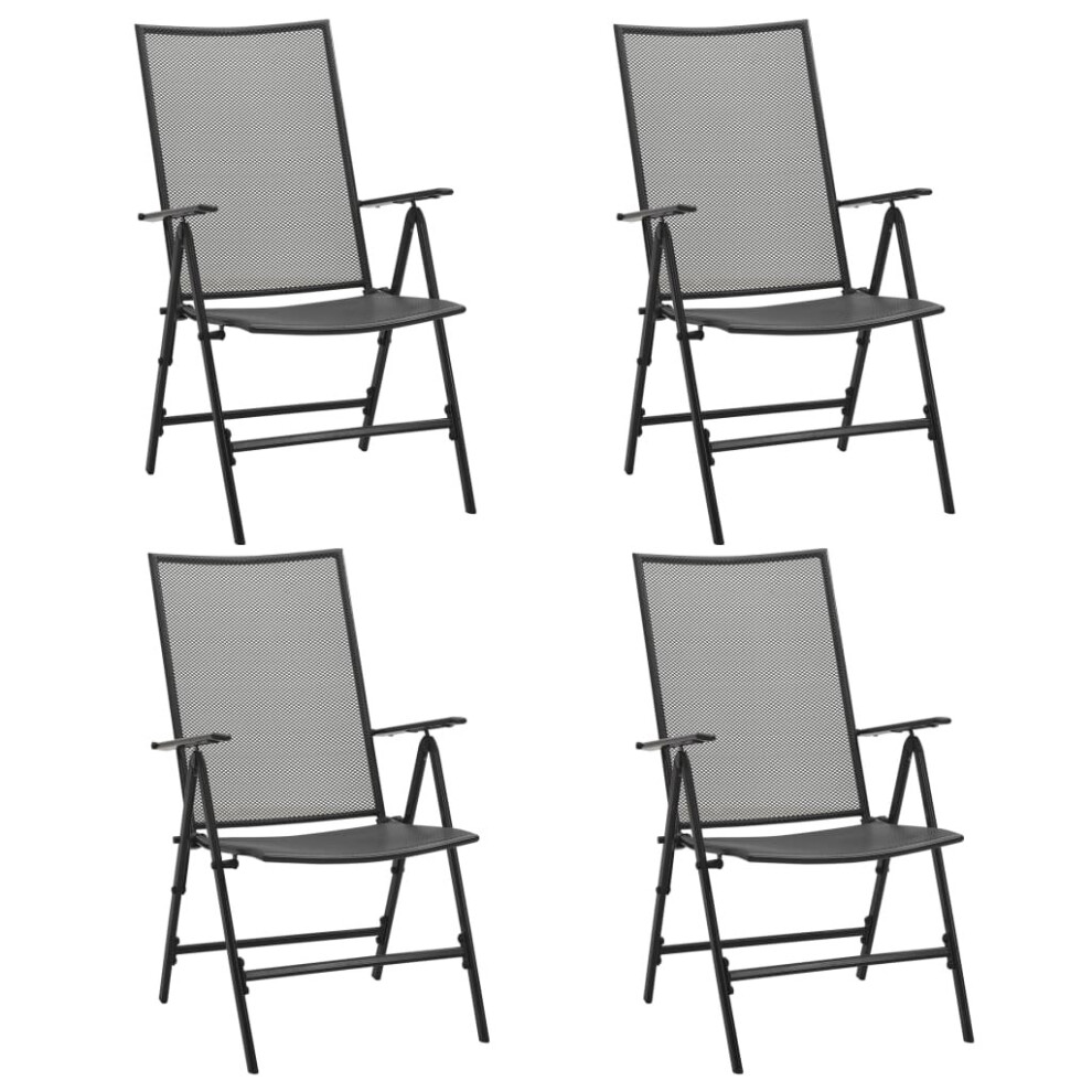 vidaXL 4x Folding Mesh Chairs Steel Anthracite Outdoor Furniture Patio Garden