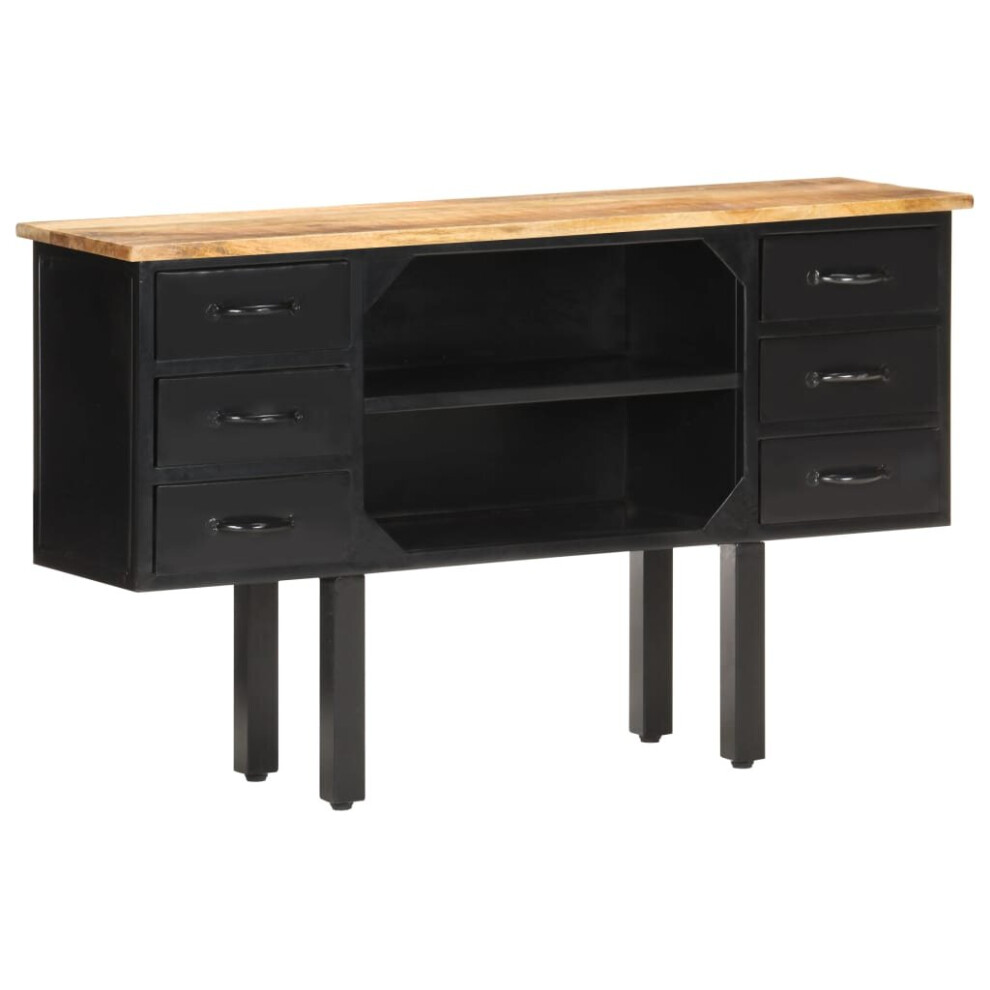 Vidaxl Solid Rough Mango Wood Sideboard Steel Storage Cupboard Cabinet Buffet