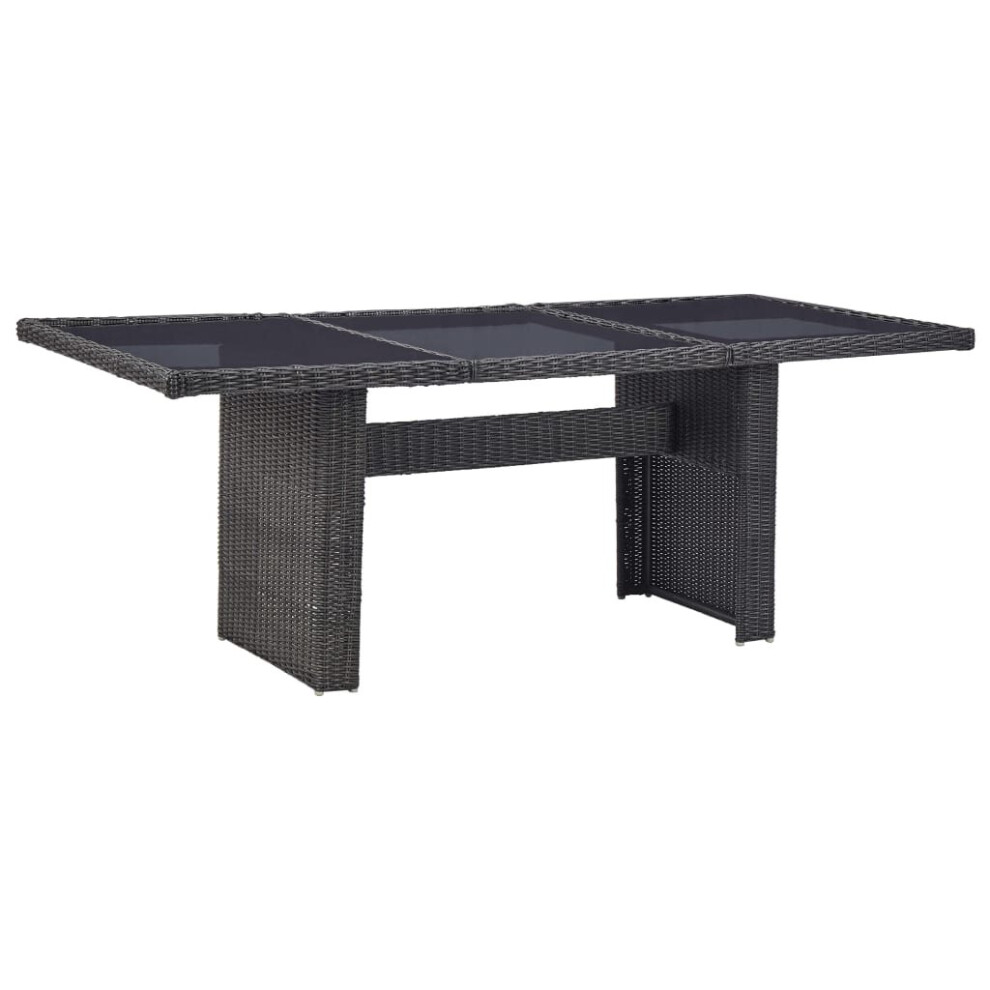 vidaXL Garden Dining Table Black Glass and Poly Rattan Outdoor Dinner Table